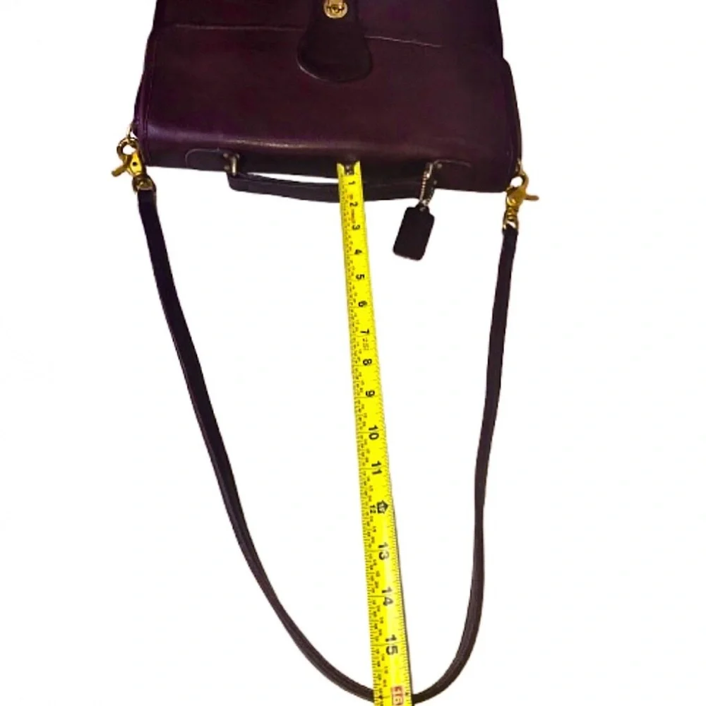 VINTAGE COACH Mahogany Leather Top Handle Turn Lock Unisex Shoulder Bag NYC COA - Picture 12 of 17